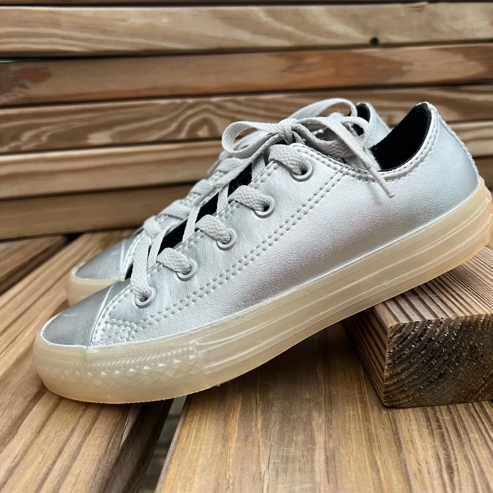 - Converse Sz 2 Silver Metallic All-Star Sneakers! NEW!